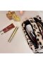 Leopard Plush Makeup Bag/Pencil Holder – Double Compartment Zippered Cosmetic Organizer - Heart Charm - 4