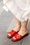 Ern-6055-T- Genuine Leather Capsule Detailed Buckle Slippers - 8