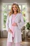 New Season Powder Shawl Collar Patterned Summer Special Design 100% Cotton Maternity Dressing Gown Pajama Set