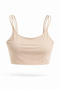 Women's Beige Lightly Supported Thin Double Strap Padded Sports Bra Bustier - 4