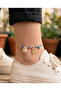 316L Stainless Steel Gold Color Blue Beaded Anklet with Sea Shell and Seahorse Figures - 4