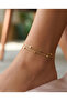 316L Stainless Steel Gold Color Double Row Cube Design Anklet - 3
