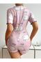 Patterned Combed Cotton Shorts Jumpsuit - 2