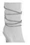 Women Rhinestones Strap Satin Calf Boots in Silver - 4