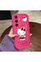 Samsung Galaxy S24 Fe Compatible Pink Red Silicone Case Shockproof Camera Protection - 4
