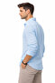 Blue Men's Half Oversize Linen Shirt – Relaxed Fit, Breathable Summer Fabric - 3