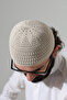 Amber Knitted Prayer Cap, Knitted Motif Prayer Cap Beige - 2