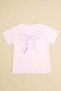 Bow Embroidered Crew Neck Girls' T-Shirt - 2