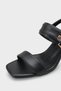 Women's Double Strap Gold Buckle Heeled Casual Sandals Ravello Black - 7
