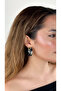 Geometric Patterned Black Half Hoop Earrings - 5