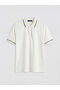 Ecru Polo Neck Pique Men's T-Shirt - 5