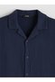 Lacivert loose fit resort collar muslin men's shirt from güli̇s clothing