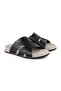 L014.255 Genuine Antique Leather Velcro Adjustable Anatomical Ultra Light Eva Sole Men's Slippers - 3