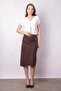 Women's Lightweight Lycra Fabric Double-Breasted Pencil Skirt with Accessories and Side Deep Slits Below the Knee - Brown