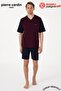 Paris Premium Men's V-Neck Jacquard 100% Cotton Short Sleeve Shorts Boxed 3-Piece Pajama Set