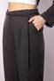 Women's High Waist Side Pocket Belted Boyfriend Silky Textured Spring Fabric Trousers-Anthracite - 7