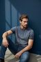 Men's Printed Single Jersey Fabric Basic T-Shirt Slim Fit Cotton Men's T-Shirt Light Navy Blue-180 - 2