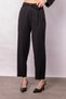 Women's High Waist Side Pocket Belted Boyfriend Silky Textured Spring Fabric Trousers-Black - 5