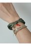 Chili Red Hot Pepper Clover Luck Scarf Bracelet Bandana Khaki Green Fabric Bracelet Handmade - 6