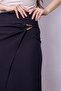 Women's Lightweight Lycra Fabric Double-Breasted Pencil Skirt with Accessories and Side Deep Slits Below the Knee - Navy Blue - 5