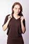 Women's Soft Textured Stretchy Fabric V-Neck Collar Off Shoulder Elbow Length Sleeves Oversize Blouse-Coffee - 7