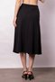 Women's Soft Textured Flexible Fabric High Waist Elastic Waist Pocketed Midi Length Below Knee Skirt-Black - 4