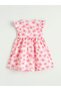 Pink Crew Neck Floral Girl's Dress - 3