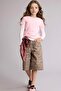 100% Cotton Leopard Patterned Gabardine Shorts for Girls H6053A826Sm - 3