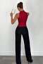 Women's Sandy Fabric Collar Detail Blouse Red - 2