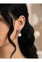 Pearl Detailed Silver Hoop Earrings Stylish Minimalist Everyday and Special Occasion Design Earrings