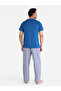 Deep Blue Checkered Short Sleeve Jersey Pyjamas Set (100% Cotton) - 6
