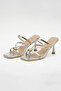 Dolia Gold Banded Flip-Flop High Heel Slippers - Silver Foil