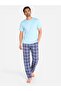 LT Blue Checkered Short Sleeve Jersey Pyjamas Set (100% Cotton) - 5