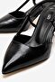 Women's Black Thin Strap Pointed Toe Elegant Stylish Shoes 6 cm Heeled - 3