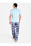 LT Blue Checkered Short Sleeve Jersey Pyjamas Set (100% Cotton) - 6
