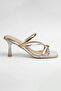 Dolia Gold Banded Flip-Flop High Heel Slippers - Silver Foil - 3