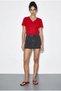 Women's Red 100% Organic Cotton Deep V-Neck Comfort Fit T-Shirt 60602066 - 2