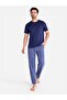 Navy Blue Checkered Short Sleeve Jersey Pyjamas Set (100% Cotton) - 5