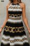 New Season Women's Stylish and Comfortable Halter Neck Dress with Elastic Waist and Digital Print - 4