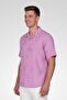 Men Regular Fit Embroidered Short Sleeve Casual Shirt, Purple - 5