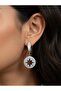 Star Figured Zircon Stone Oval Model Dangle Silver Color Steel Earrings - Does Not Tarnish - 2