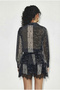 Women's Anthracite Lace Detailed Patterned Belted Flounced Tulle Dress 4613 60286057 - 4