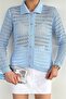 Polo Collar Openwork Front Buttoned Knitwear Cardigan - 2