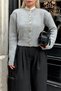 Gray Heart Gold Heart Buttoned Women's Knitwear Cardigan - 6