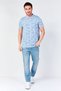 Men Regular Fit Short Sleeve Floral Print Polo Shirt, Steel Blue - 3