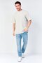 Men Crew Neck Short Sleeve Textured T-Shirt, Grey - 4
