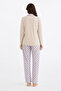 38503-26 Women's Buttoned Long Sleeve Pajama Set Patterned Trousers Comfortable Fit Home Wear - 5