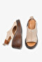 Tesy Women's Genuine Leather Wedge Sandals - Beige Suede - 4