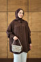 Women's Self-Patterned Ribbed Shirt Brown - 5