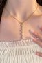 Premium Zircon Stone Steel Y Necklace Special Day Stylish Design - 2